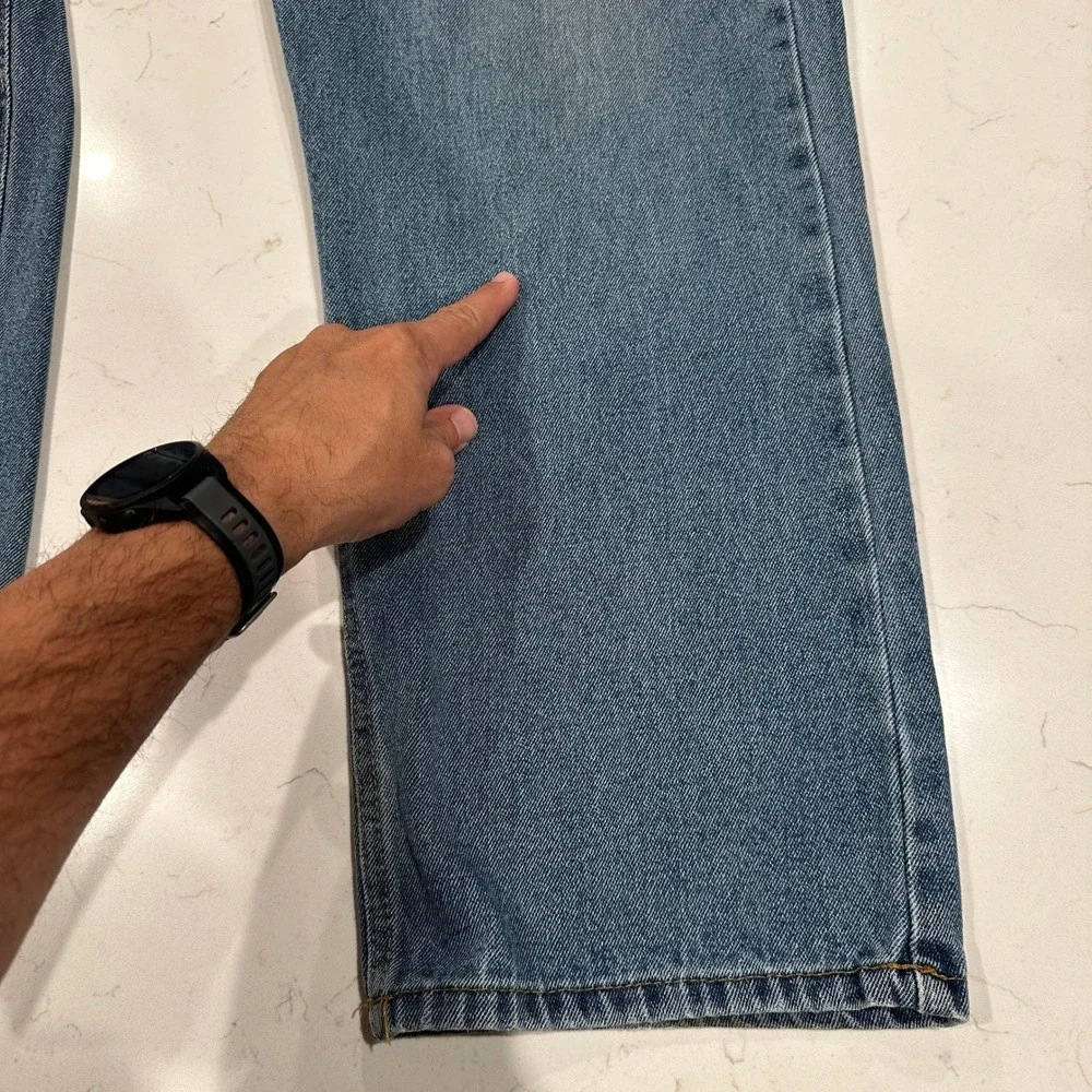 True Blue Mens Relaxed Fit Straight Leg Denim Jeans Blue 42x30 Cotton